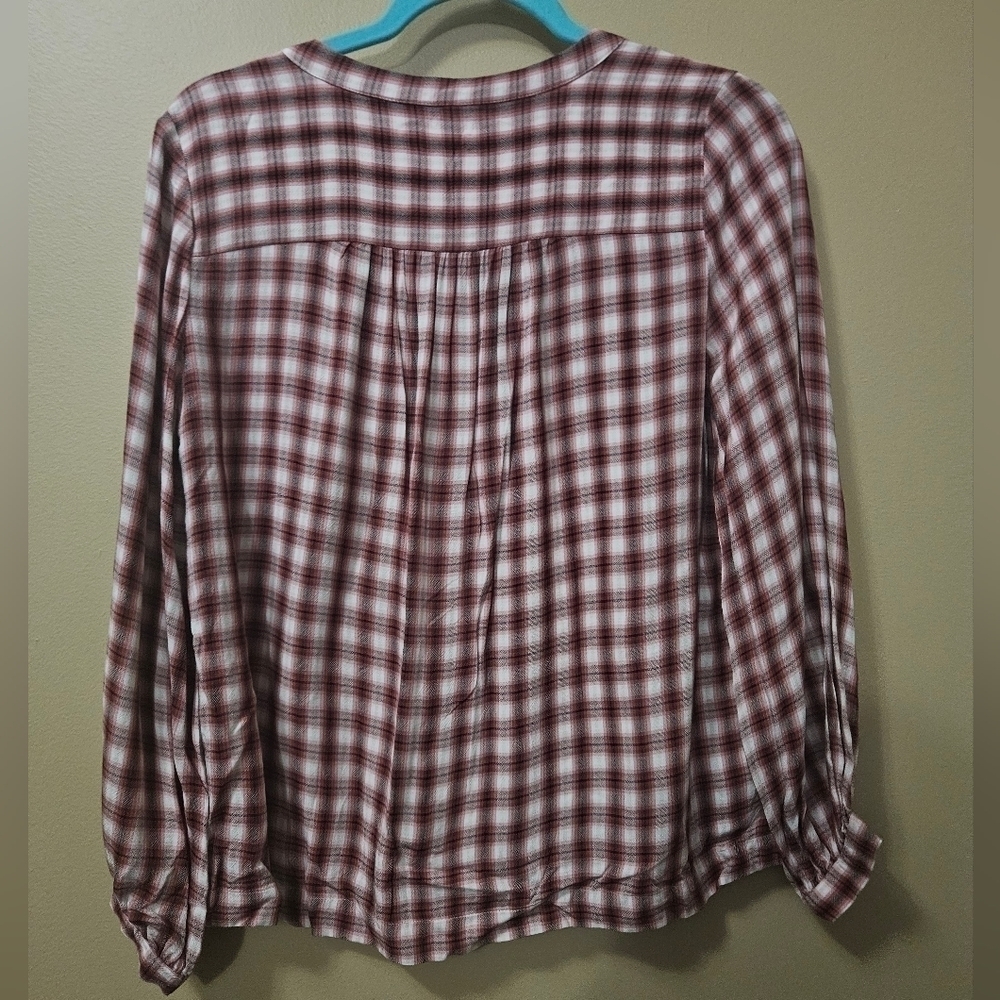 Loft Petite Plaid Pesant Blouse Women's Size Petite Small Top - Picture 2 of 4